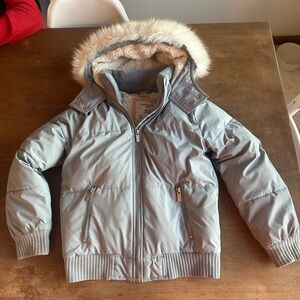 Abercrombie Kids Gray Jacket with Cream Faux Fur